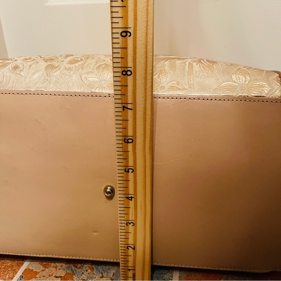 đEXTREMELY RARE! Brahmin Joan Tote Creme Prescott Gold Palms, Leather Handbag - Picture 13 of 16